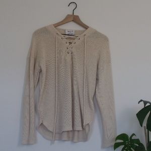 white long sleeve shirt tie up front size small